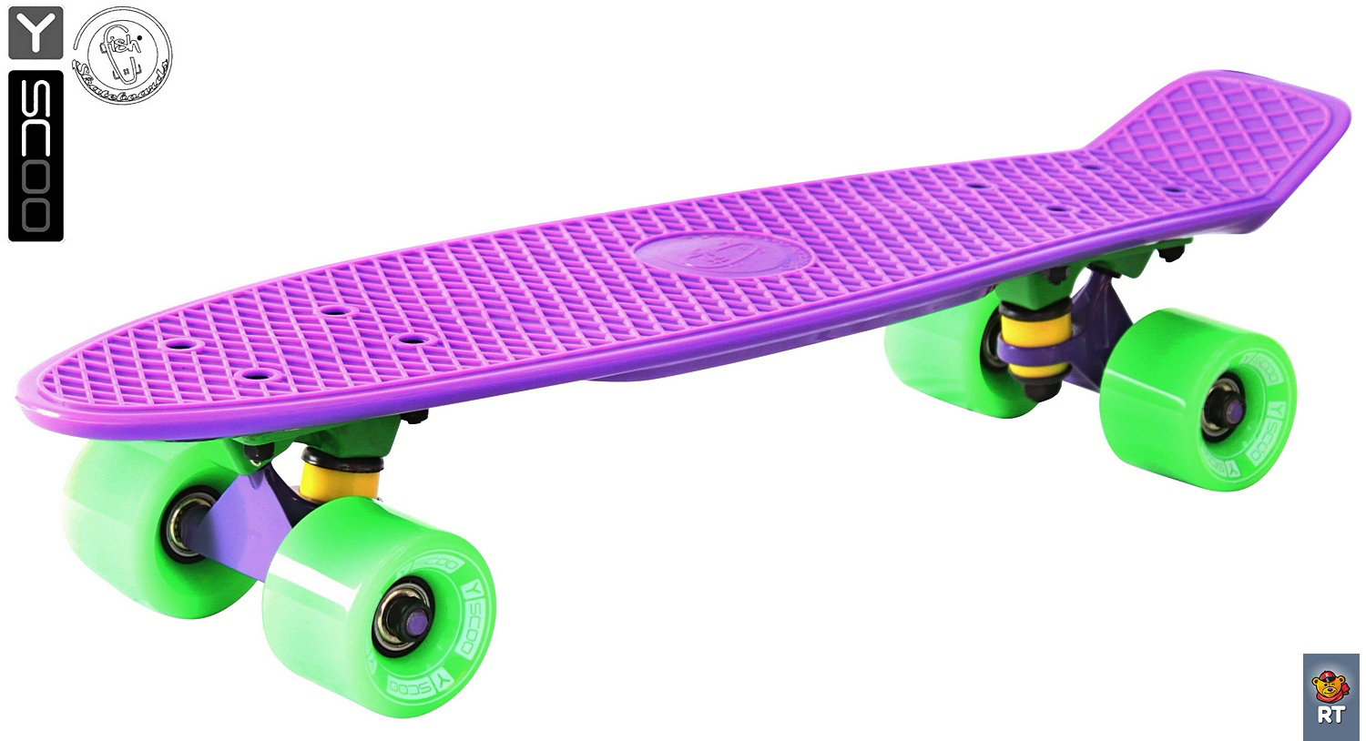 Скейтборд виниловый Y-Scoo Fishskateboard 22" 401-Pr с сумкой, фиолетово-зеленый  
